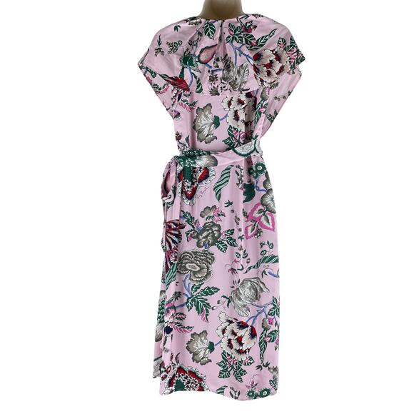 Tory Burch Adelia Floral Printed Wrap Midi Dress Pink Size 2 - Picture 8 of 15